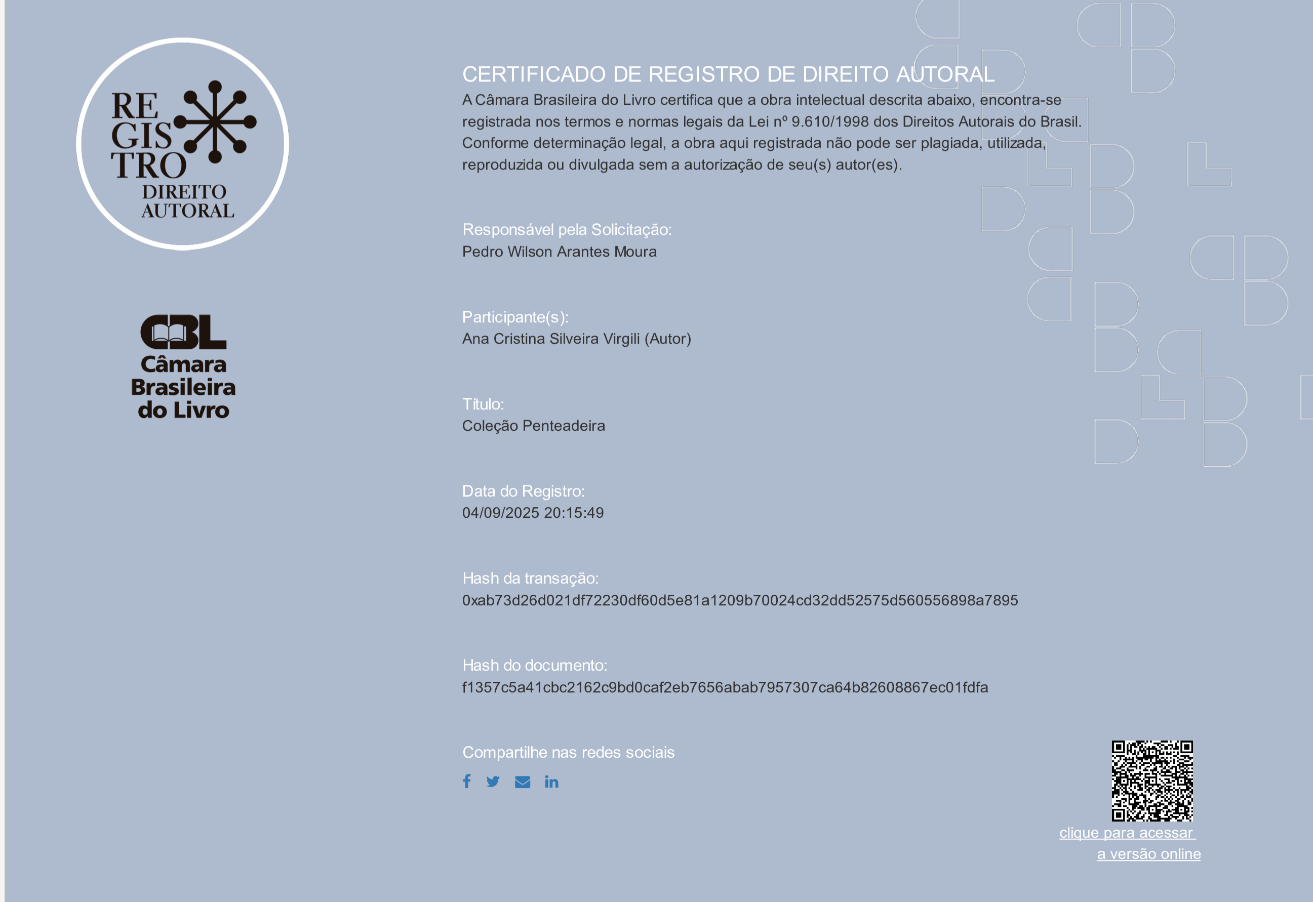 Certificado de Registro de Direito Autoral